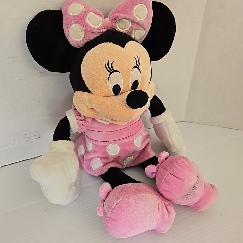 Disney Store Minnie Mouse Plush Stuffed Toy 19" Doll - Soft Pink Polka Dot